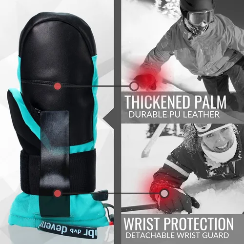Vista 3 de Devembr - Manoplas de esquí impermeables, guantes de snowboard con muñequeras, 5 colores disponibles, SML
