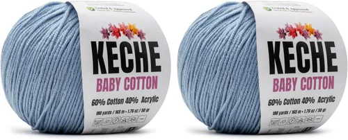 Vista 117 de Keche Hilo de Algodón, 60% Algodón 40% Hilo Acrílico, Hilo de Algodón Suave para Crochet y Tejer, Hilo Amigurumi 1 Madeja/Bola 1.76 Oz (50g) / 180