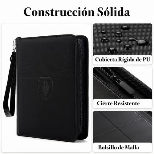 Vista 2 de Fabmaker Carpeta de tarjetas con cremallera de 4 bolsillos, carpeta de Negro
