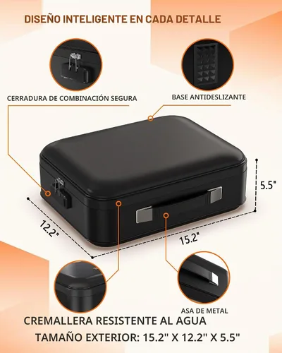 Vista 4 de Caja de documentos ignífuga – Carcasa rígida de 8 capas a prueba de fuego para documentos del hogar, organizador de archivos resistente al agua
