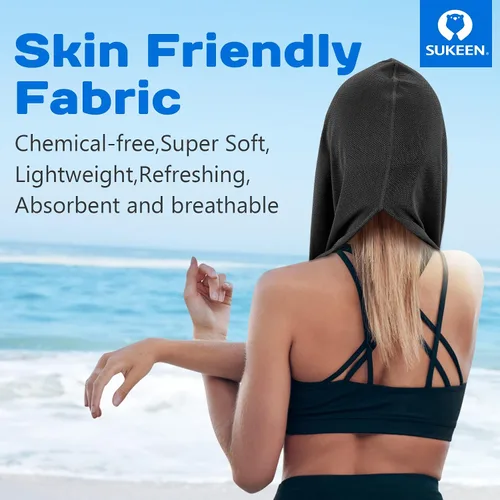 Vista 8 de Sukeen Toalla refrescante con capucha para hombres, toallas refrescantes para el cuello y la cara, se enfría cuando está mojado, envolturas
