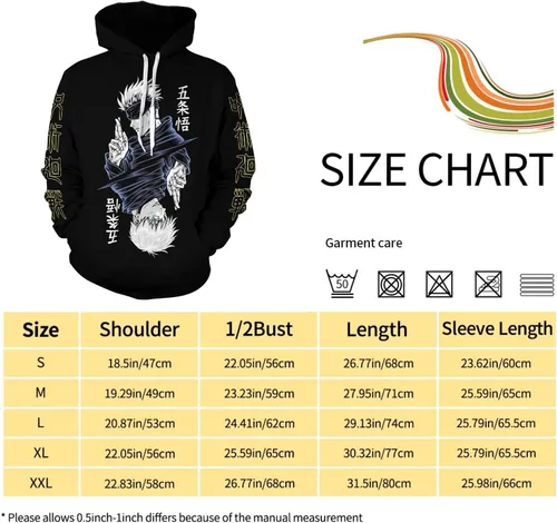 Vista 3 de Unisex Hoodie Pullover Sweatshirt 3D Printing Jujutsu Kaisen Anime Long Sleeve Hoodies