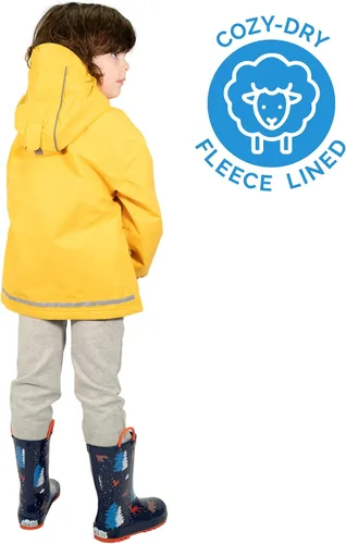 Vista 3 de JAN & JUL Chaqueta impermeable acogedora para niños con forro polar