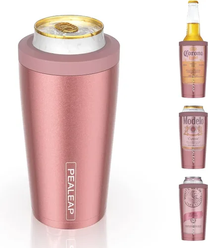 Vista 14 de Enfriador de latas delgado aislado 4 en 1 para latas de 12 oz y botellas de cerveza - Mantiene frío por 8 horas, fácil de sostener - Soporte