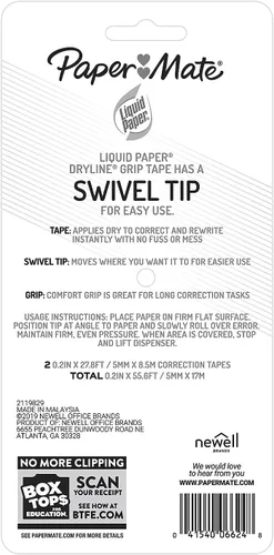 Vista 6 de Paper Mate Liquid Paper DryLine - Cinta adhesiva blanca con corrección de agarre, 2