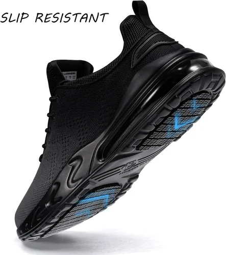 Vista 2 de Zapatos de trabajo antideslizantes para hombre, antideslizantes, resistentes al agua, para caminar, servicio de alimentos, zapatos anchos