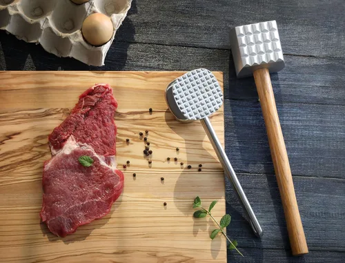 Vista 6 de New Star Foodservice 36374 Heavy Duty Cast Aluminum Meat Tenderizer, 10-Inch (Pack of 2)