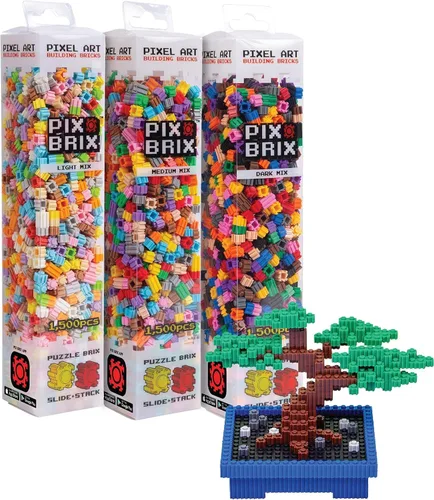 Vista 5 de Pix Brix Pixel Art Kit Puzzle Bricks - Contenedor de arte de píxeles de 1500 piezas, paleta de 32 colores, ladrillos de construcción entrelazados
