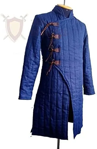 Vista 2 de Medieval Thick Padded Gambeson Coat Aketon Full Length Jacket Armor Costumes Dress SCA LARP by ITS Medieval