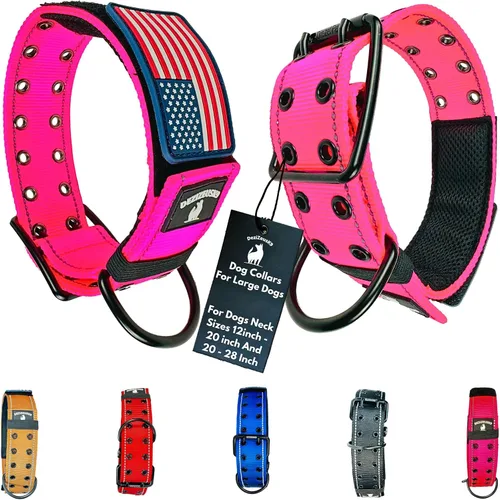 Vista 11 de Collar táctico para perro de 2 pulgadas de ancho, resistente con hebilla de cinturón de metal de 2 pines, ajustable para perros grandes y medianos