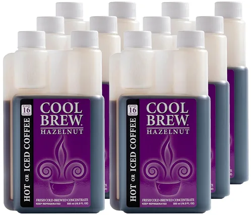 Vista 13 de CoolBrew Concentrado líquido frío fresco – tostado oscuro, granos de arábica gourmet, para café helado o caliente, sin azúcar, sin conservantes