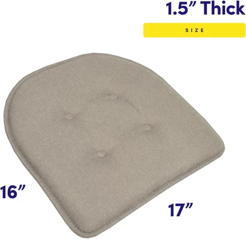 Vista 2 de Sweet Home Collection - Cojín de asiento de espuma viscoelástica y respaldo de caucho antideslizante con capitoné para silla, cojín en U, 17x16 Gris