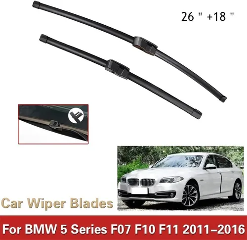 Vista 2 de Escobillas de limpiaparabrisas compatibles con BMW Serie 5 F10 F11 F07 GT 2010 – 2016 Parabrisas delantero y trasero Accesorios para automóviles F11