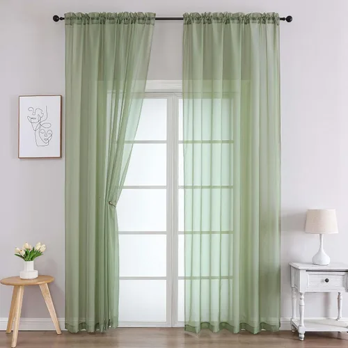 Vista 247 de 2 paneles de cortinas traslúcidas blancas para dormitorio, sala de estar, 96 pulgadas de largo, modernas, suaves, ligeras, con bolsillo para barra