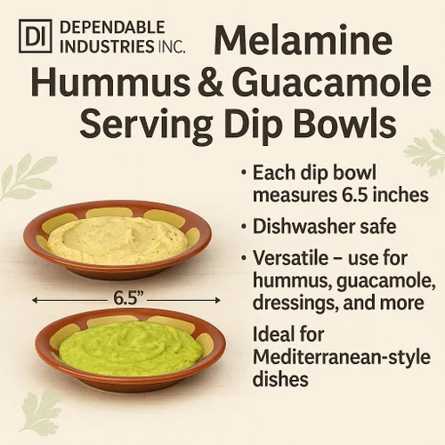 Vista 4 de Dependable Industries inc. Essentials Juego de 2 piezas de melamina humus y guacamole para servir condimentos humus