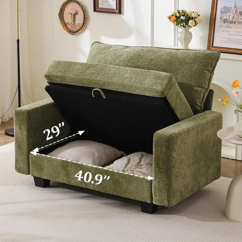 Vista 3 de Sofá de dos plazas de 53'' con almacenamiento en todos los asientos, sofá seccional modular con asiento profundo, cómodo sofá de gran