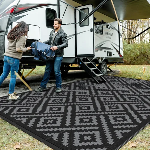 Vista 49 de GENIMO - Tapete de exterior para patio, 6 x 9 pies, impermeable, reversible, de plástico, para campamento, caravana, terraza, porche, cámper