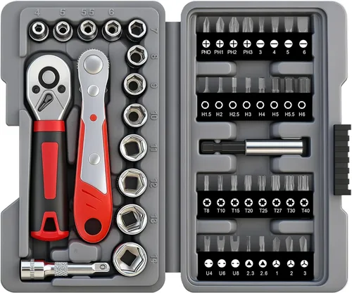 Vista 8 de Hi-Spec Juego de 22 llaves métricas de 1/4" y 3/8" con llave de trinquete, barras de extensión en estuche de herramientas compacto.