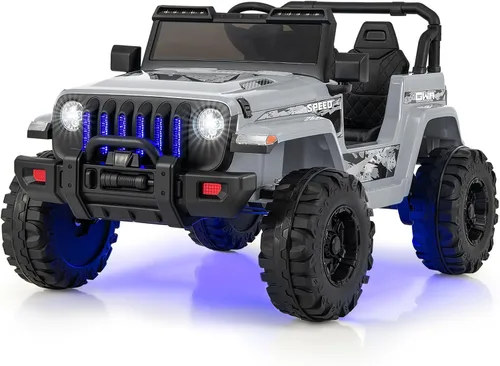 Vista 13 de OLAKIDS Camión de paseo para niños, vehículo eléctrico de 12 V con control remoto, automóvil para niños pequeños a batería con música, bocina, 3 Azul