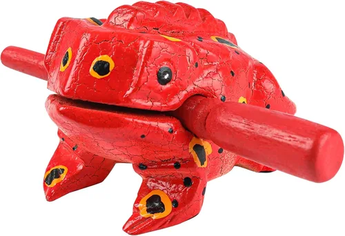 Vista 12 de Rana de madera de 8.89 cm Guiro Rasp Instrumento - Bloque de tono de percusión musical artesanal (Negro) Handmade Wood Noise Maker Musical Frogs