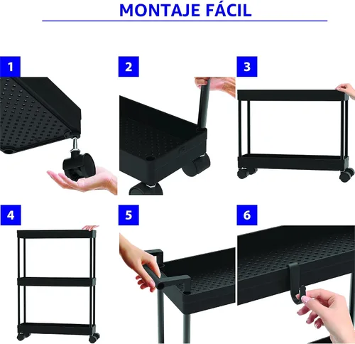 Vista 8 de Simple Houseware Carrito de almacenamiento delgado/estrecho de 3 niveles con asa, 5.5 pulgadas de ancho x 26.5 pulgadas de alto, organizador rodante
