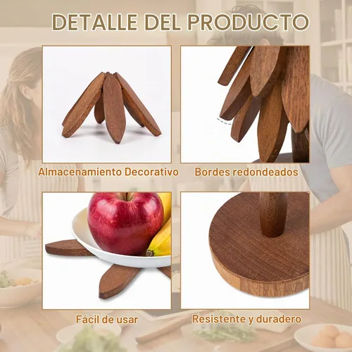 Vista 6 de Yuoyar - Juego de salvamanteles de madera en forma de árbol para mesa de café, cocina
