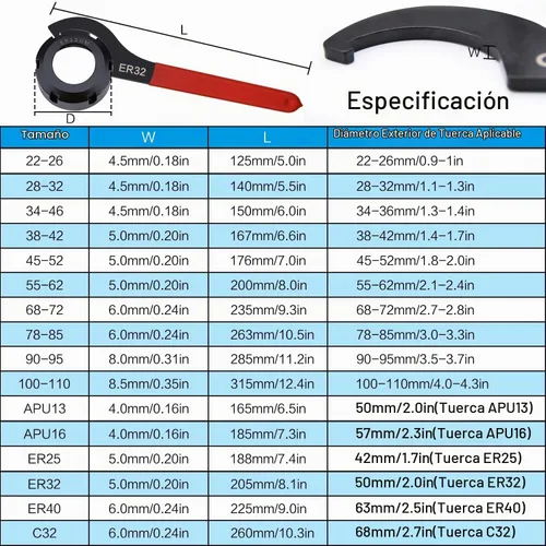 Vista 4 de Mdvora Juego de Llaves Spanner para Coilover, 4 piezas, Acero de Aleación, Goma