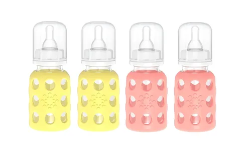 Vista 25 de Lifefactory Biberón de vidrio sin BPA Funda protectora de silicona Paquete de 2 de 4 onzas melón, plátano