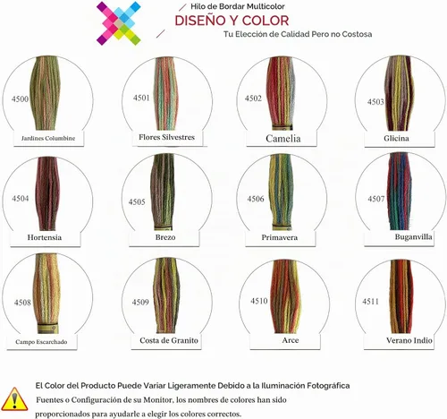 Vista 3 de Paquete de 12 madejas de hilo dental con variaciones mágicas de color, seis hebras bordadas de hilo de punto de cruz, multicolor, juego A