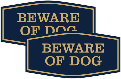 Vista 16 de All Quality Fancy Beware of Dog Letrero Material duradero Señales de seguridad para el hogar Fácil de instalar (negro/oro), mediano, 1 paquete