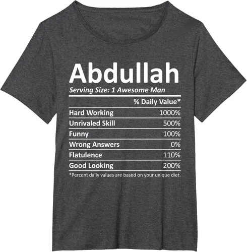 Vista 24 de ABDULLAH Nutrition Funny Birthday Personalizado Nombre Regalo T-Shirt Negro