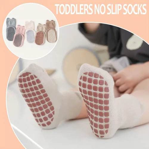 Vista 4 de TRUEHAN 5 pares de calcetines antideslizantes con puños para bebés, para niños y niñas