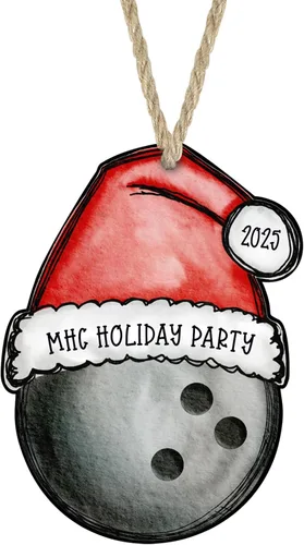 Vista 11 de The Painted Pug - Adorno navideño de béisbol para mamá con sombrero de Papá Noel, regalo impreso de madera MDF hecha a mano por The Painted Pug Mamá