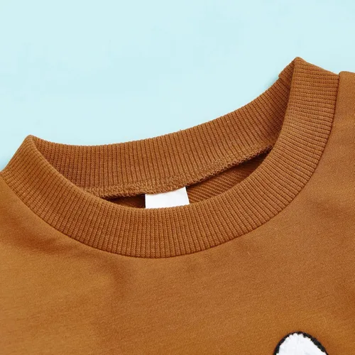 Vista 3 de Thorn Tree Sudadera de manga larga de Halloween para bebé, niño, niña, suéter de gran tamaño, cuello redondo, ropa de otoño e invierno Marrón 4