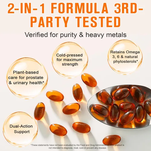 Vista 6 de Aceite de Semilla de Calabaza con Saw Palmetto, 1000mg por Porción, 300 Cápsulas Blandas – Cápsulas de Aceite de Semilla de Calabaza Prensado