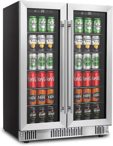Vista 15 de Erivess - Refrigerador compacto independiente para bebidas, mini refrigerador para 24 latas/0.9 pies cúbicos con puerta frontal de vidrio reversible