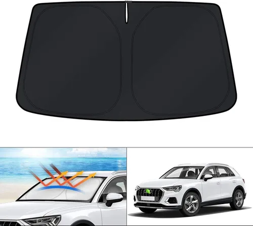 Vista 233 de KUST - Parasol plegable para parabrisas para BMW X1 E84, accesorios 2011 2012 2013 2014 2015, protector de visera de sol ajustable que bloquea