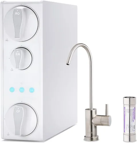 Vista 8 de iSpring UVF8 Filtro de agua UV LED, Kit de adición para sistemas de filtración de agua debajo del fregadero, libre de mercurio, de acero inoxidable