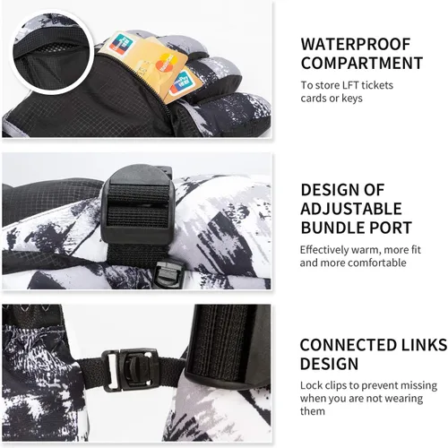 Vista 4 de BOSONER Guantes de esquí y snowboard, guantes cálidos impermeables de invierno, guantes de nieve para clima frío para hombres, mujeres, niños