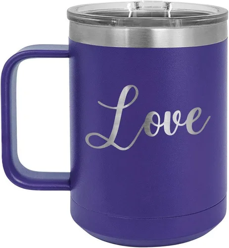 Vista 7 de Love Black 15 oz taza de café w/tapa superior deslizante Taza de café de viaje aislado Ideas de regalo de cumpleaños o Navidad de mujeres