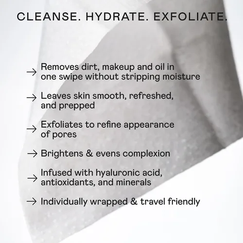 Vista 2 de NuFACE Prep-N-Glow - Toallitas faciales 2 en 1 exfoliantes + limpiadoras para eliminar el maquillaje, toallitas faciales de viaje con ácido