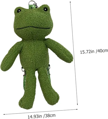 Vista 8 de SHERCHPRY mochila linda mochila 'mochilas lindo bolso de forma de rana bolsa de hombro de rana de felpa bolsa de mochila de felpa Bolsos de hombro