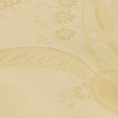 Vista 7 de Violet Linen Mantel con diseño de rosas europeas, 60 pulgadas, dorado