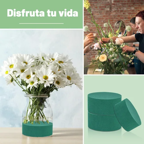 Vista 4 de 4 piezas de espuma floral redonda SUPKING 3.15" pequeños bloques de espuma verde para flores húmedas y secas floristería planta espuma para arreglos