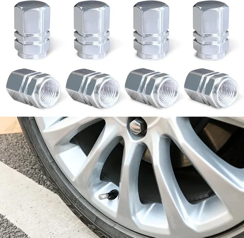 Vista 12 de Ziciner 8 PCS Tapas de Vástago de Válvula de Neumático de Coche, Cubiertas de Válvula de Rueda de Aleación de Aluminio con Anillo O de Goma, Juego