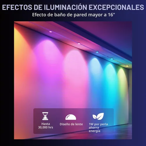 Vista 5 de wowlite Luces exteriores permanentes de 50 pies, luces inteligentes RGBIC para aleros con 36 LEDs, impermeables IP67, más de 110 modos de escena