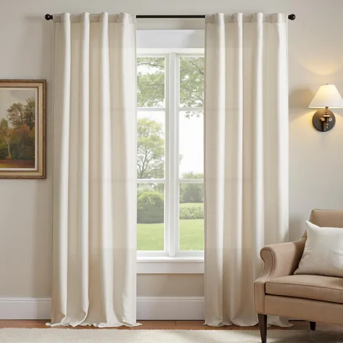 Vista 17 de JINCHAN Cortinas de lino beige para sala de estar y dormitorio, cortinas texturizadas de 63 pulgadas de largo, cortinas de estilo rústico de tejido