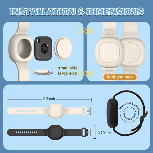 Vista 6 de [Paquete de 2] Funda de silicona para Tile Mate impermeable, pulsera para niños, compatible con Tile Mate (2022), pulsera ajustable oculta