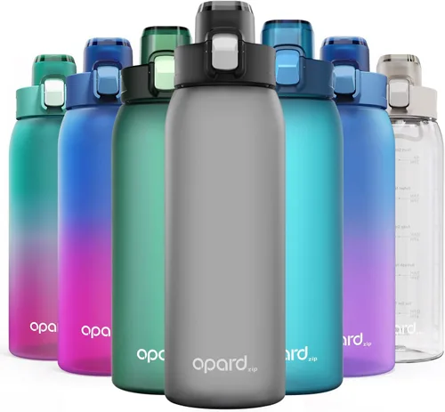 Vista 23 de Opard Botella de agua de plástico de 30 onzas apta para lavavajillas, tapa abatible a prueba de fugas, Tritan sin BPA, botella de agua deportiva