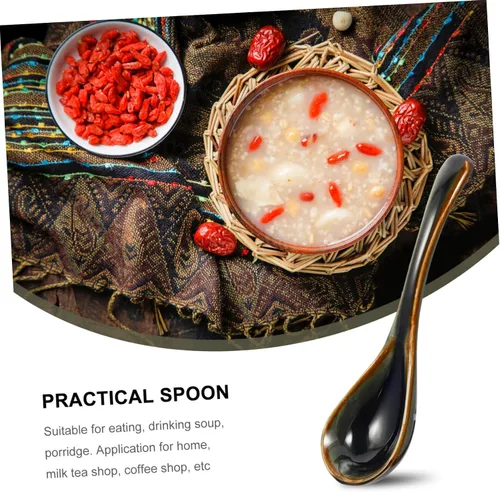 Vista 9 de ABOOFAN 2 cucharas de sopa de cerámica para sopa de postres de avena, diseño de estilo japonés, mango seguro y cómodo
